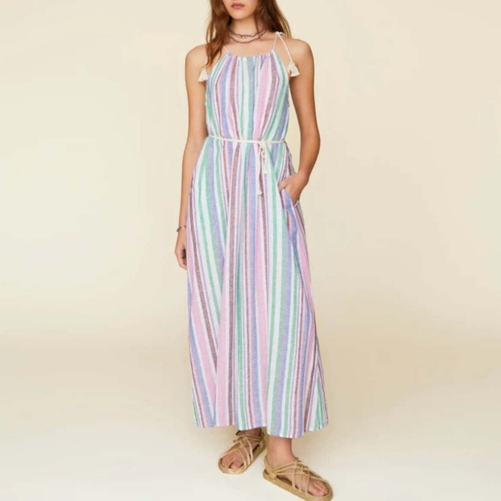 Xirena Esme Striped Multicolor Maxi Dress In Ivory‎ Melange